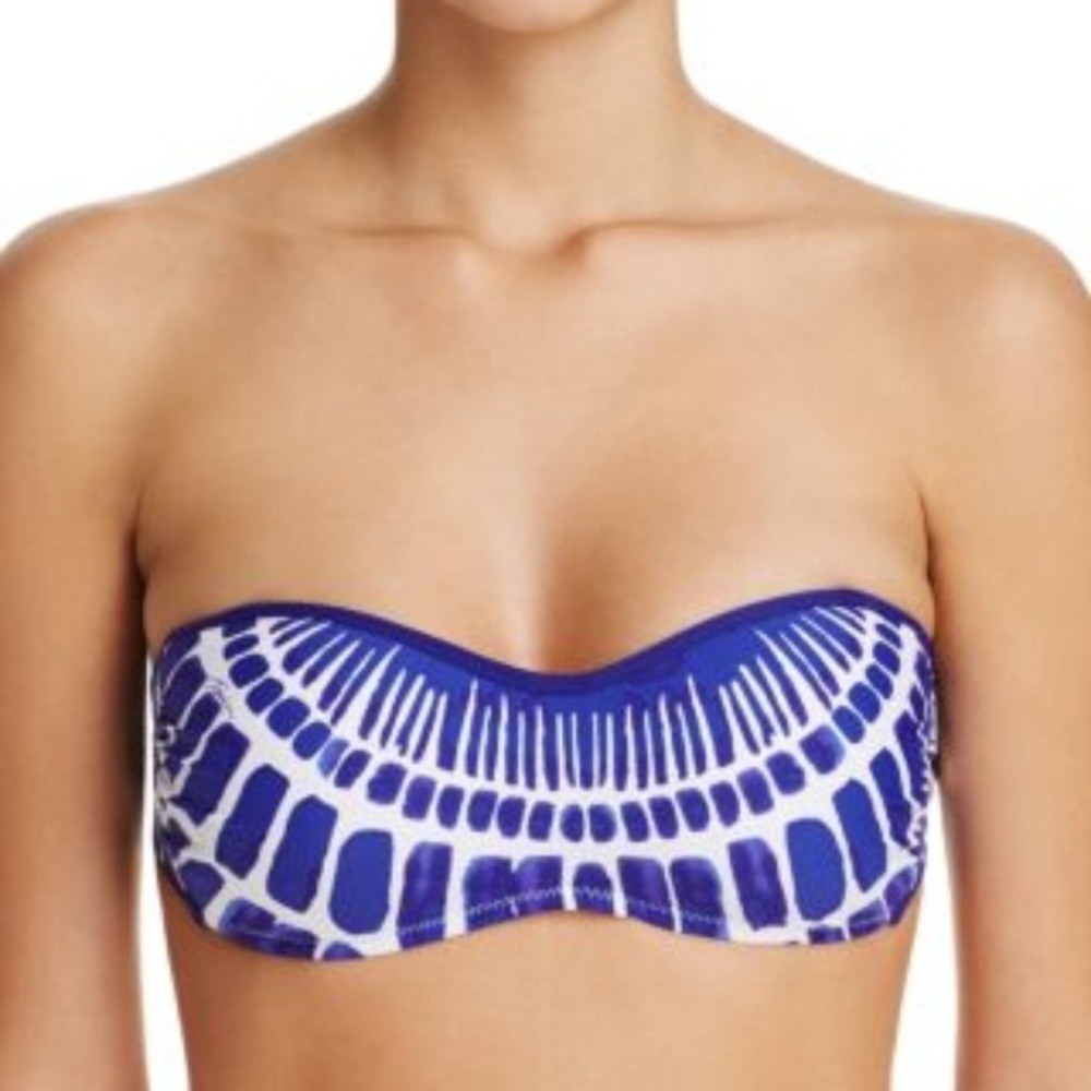 Trina Turk Size 14 Algiers Blue Bandeau Bikini Top